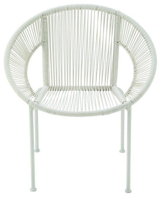 White Metal Contemporary Outdoor Chair, 30"x29"x23" Contemporary