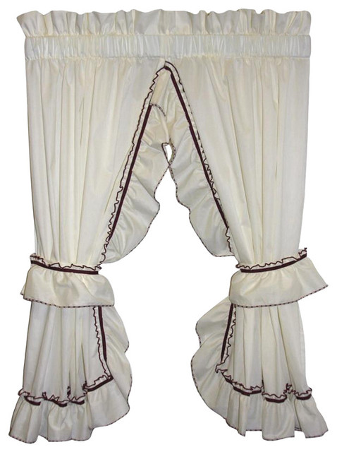 Ruffled Priscilla Window Curtains Pair Ruffled Tie Backs