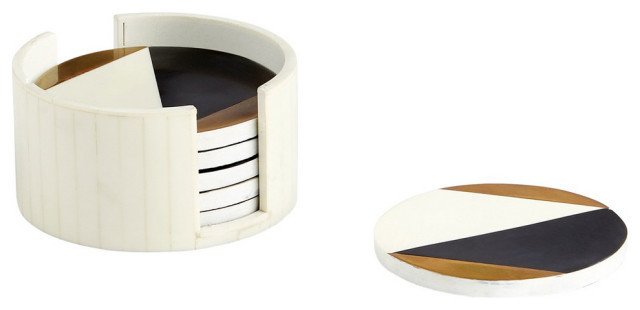 Cyan Modametric Coasters 10653, Black, Gold, White