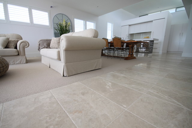 Cashmere Marble Flooring Contemporary Living Room Sydney