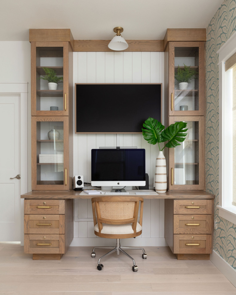 Inspiration for a beach style home office in Houston.