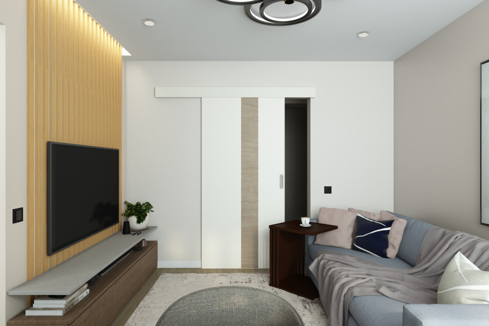 Гостиная из проекта трехкомнатной квартиры для молодой семейной пары с ребенком