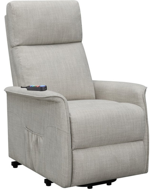 Pemberly Row Power Lift Recliner with Wired Remote in Beige Finish