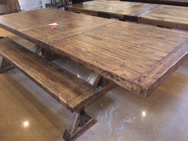 Rustic X Base Farmhouse Trestle Dining Table Set With 2 Benches ...