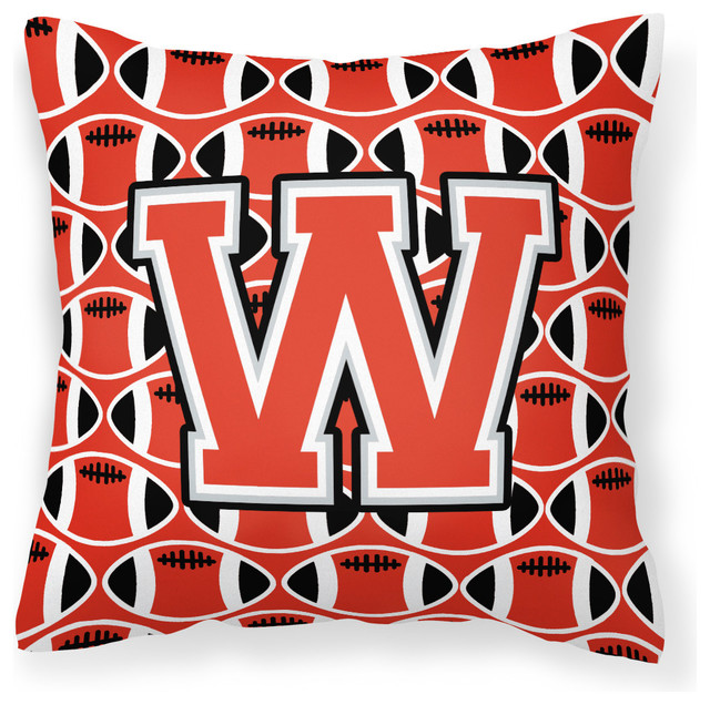 Letter W Football Scarlet and Gray Fabric Decorative Pillow ...