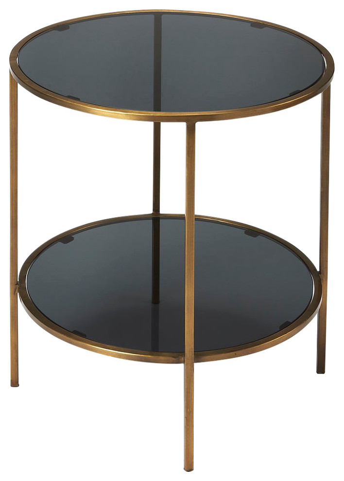 Butler Roxanne Iron & Glass End Table Contemporary Side Tables And