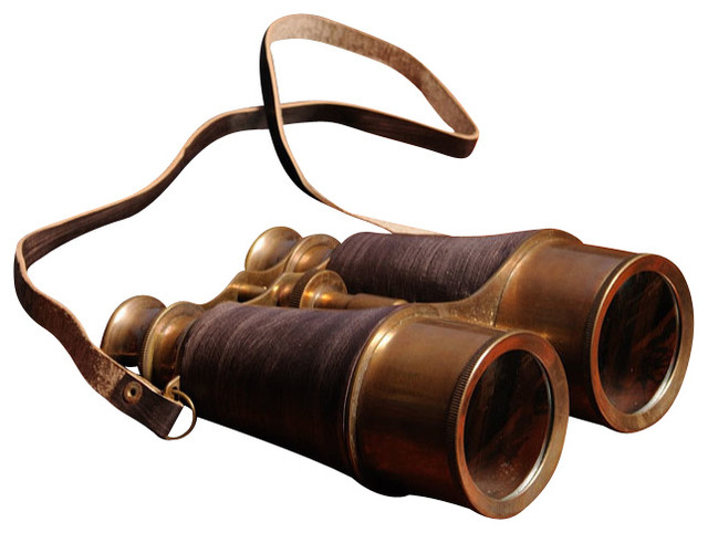 Binocular W Leather Overlay In Wood Box