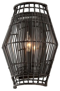 Hunters Point 1 Light Wall Sconce Espresso Woven Rattan Clear Wall Sconce Espresso Woven Rattan