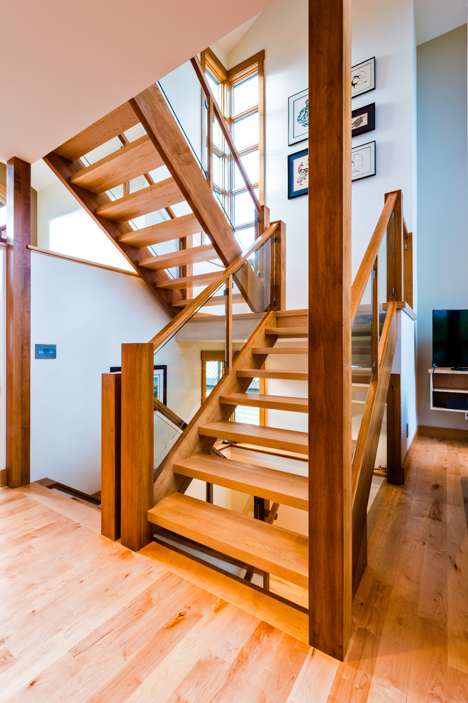 Inspiration for a rustic staircase remodel in Vancouver