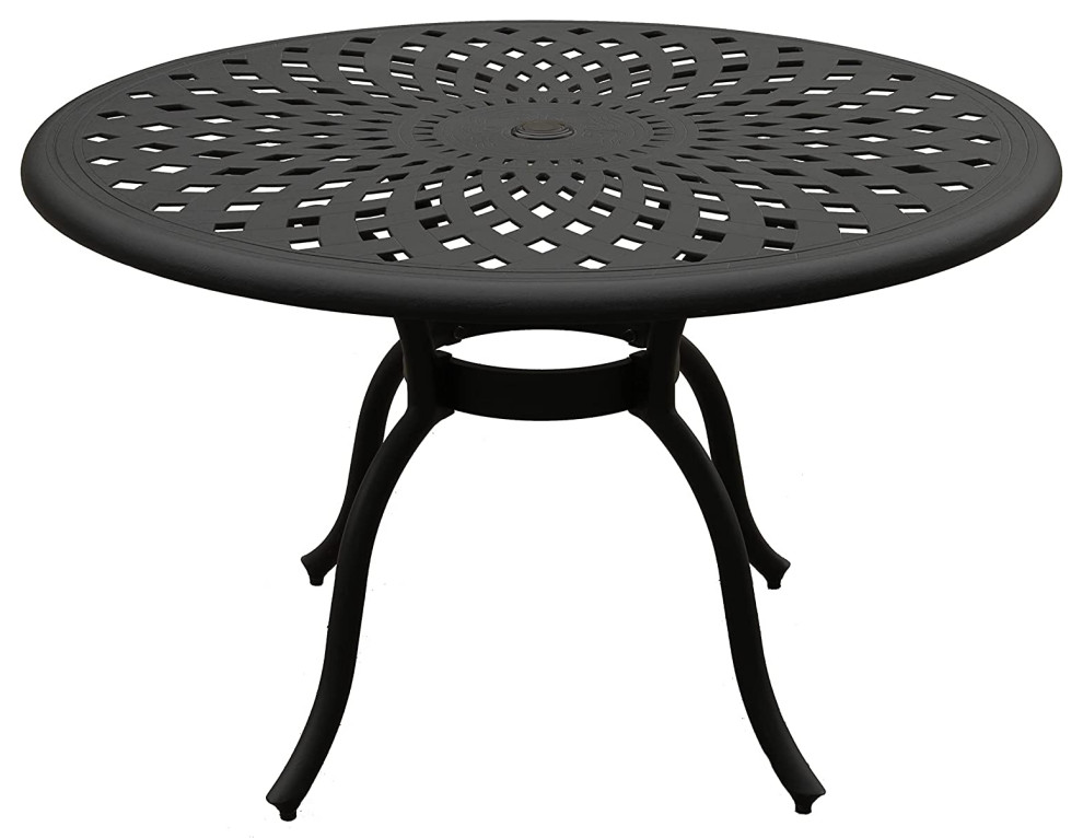Modern Outdoor Dining Table, Aluminum Construction & Mesh Patterned