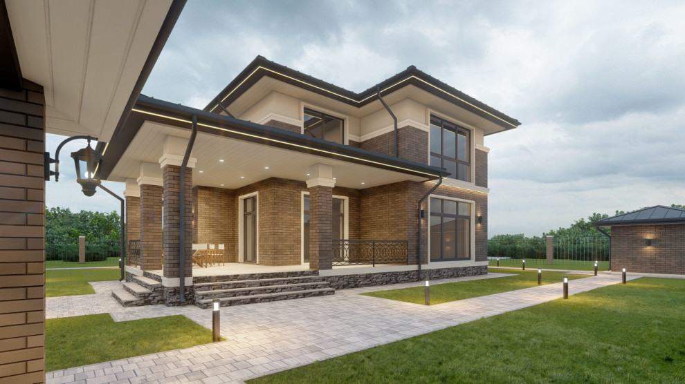 Проект двухэтажного дома в стиле Райта 265 кв.м