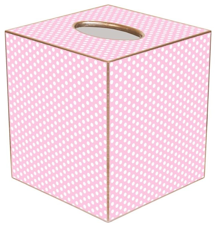 TB801 Pink Polka Dot Tissue Box Cover Traditional Tissue Box