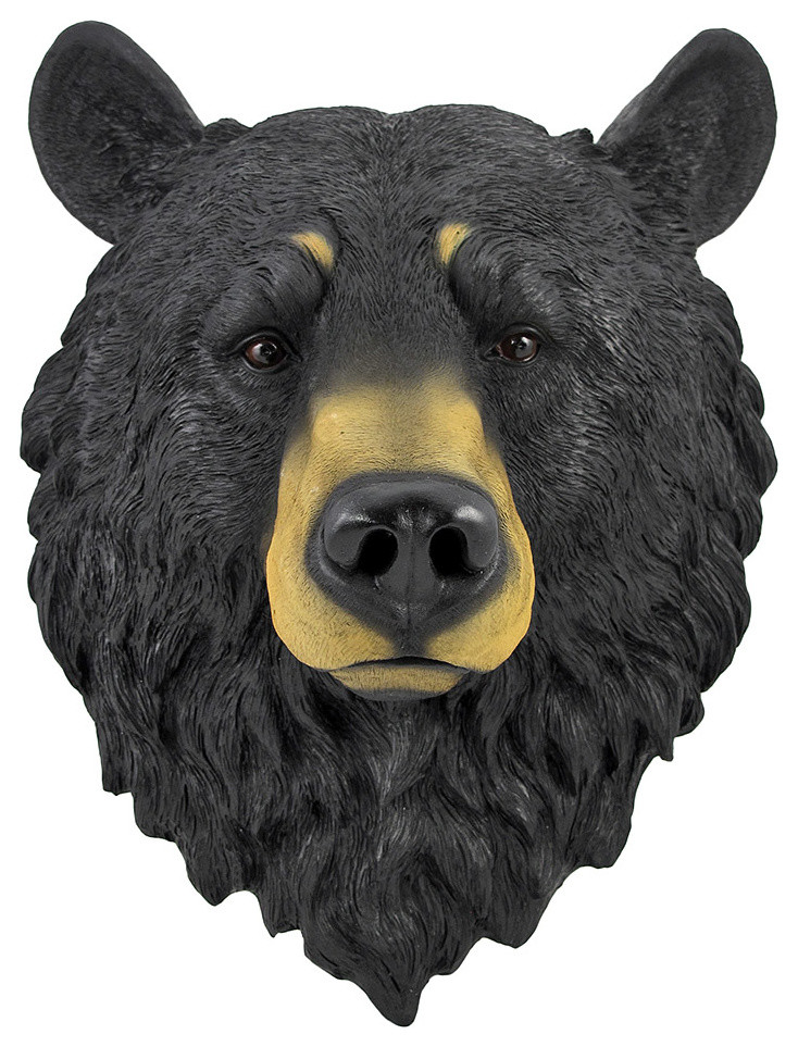 Black Bear Head Mount Wall Statue Bust Rustic Wall Sculptures by