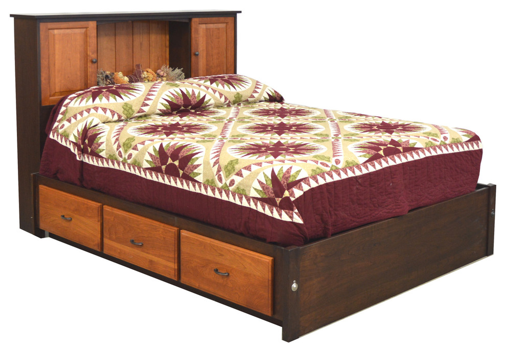cherry bookcase bed, platform unit