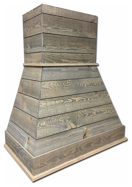 Castlewood Rustic Shiplap Chimney Range Hood - Light Gray - Farmhouse ...