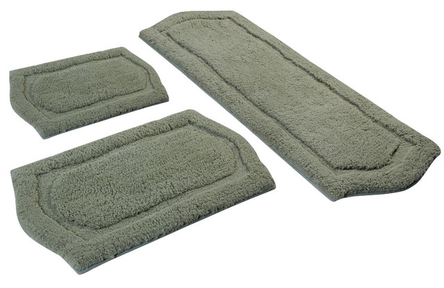 Houzz Chesapeake Merchandising Inc Paradise Memory Foam Paradise Memory Foam Bath Rug 3 Piece Set Green Traditional Mats