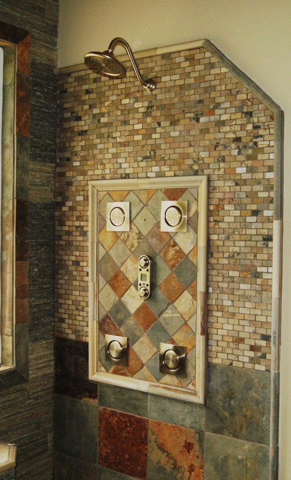 Slate, River Rock Bathroom