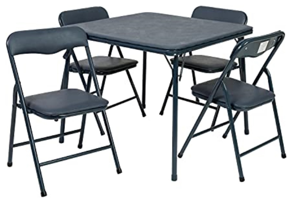 Kids Navy 5 Piece Folding Table and Chair Set Contemporary Kids