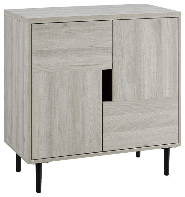 Contemporary Storage Cabinet, Unique Design With 2 Doors & Inner Shelves, Birch