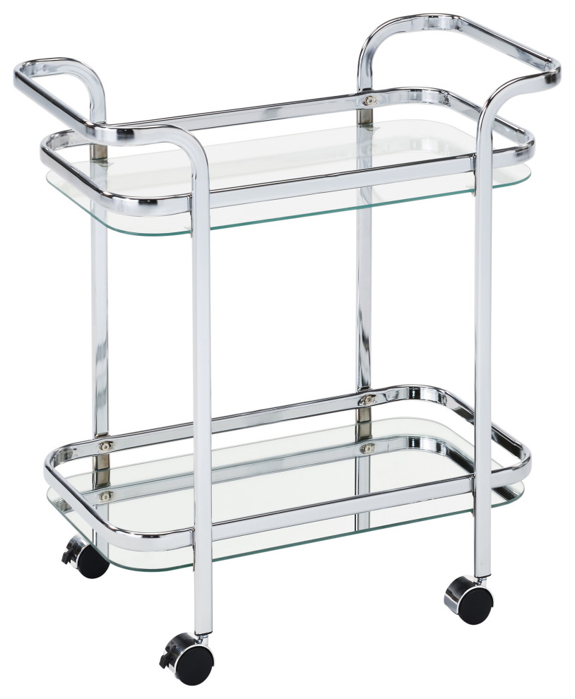 Zedd 2, Tier Bar Cart, Chrome Contemporary Bar Carts by WHI