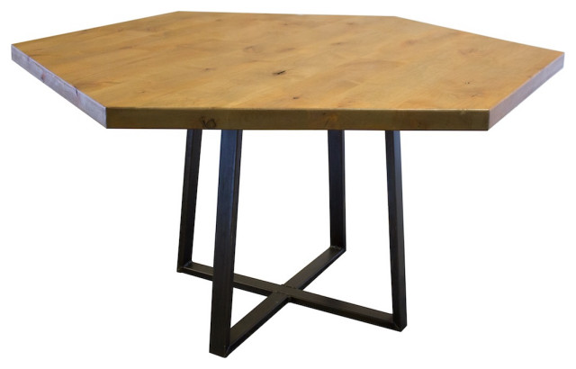 Hexagon Industrial Steel Pedestal Table - Industrial - Dining Tables - by  James and James Furniture | Houzz