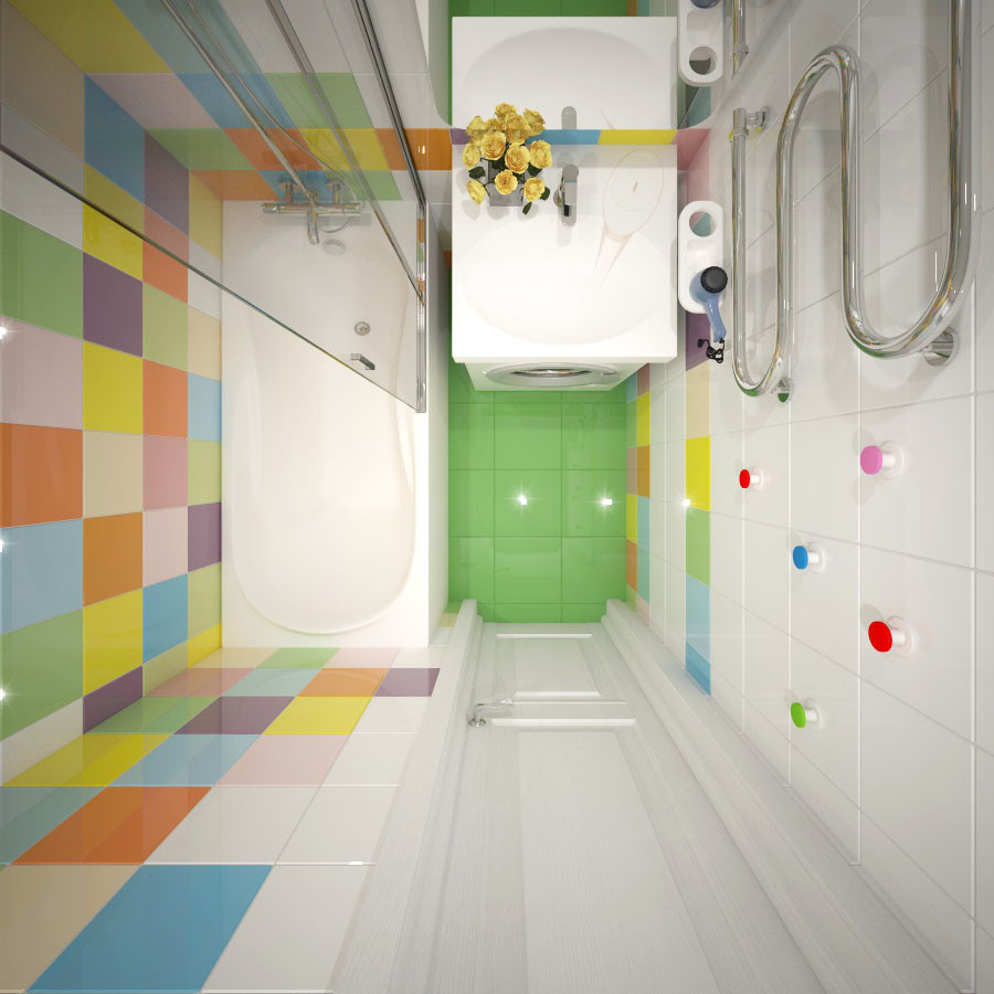 Маленькая яркая ванная комната