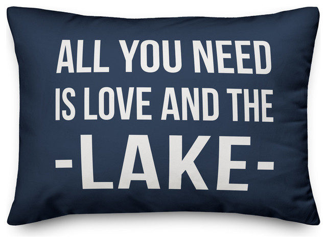 All You Need Is Love And The Lake Outdoor Lumbar Pillow