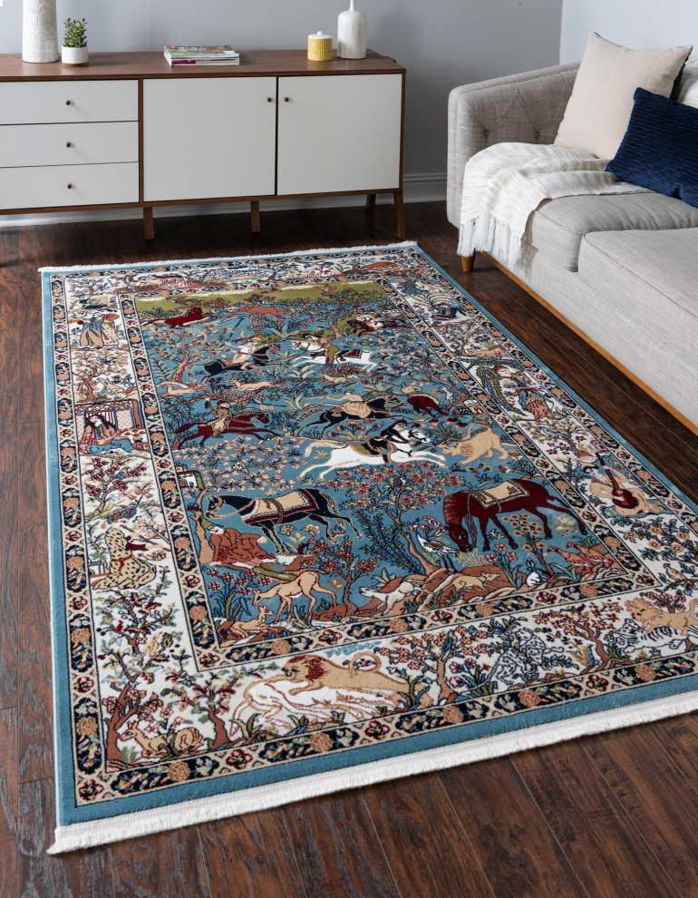 Rug Unique Loom Narenj Blue Rectangular 3'x5' Traditional Area Rugs