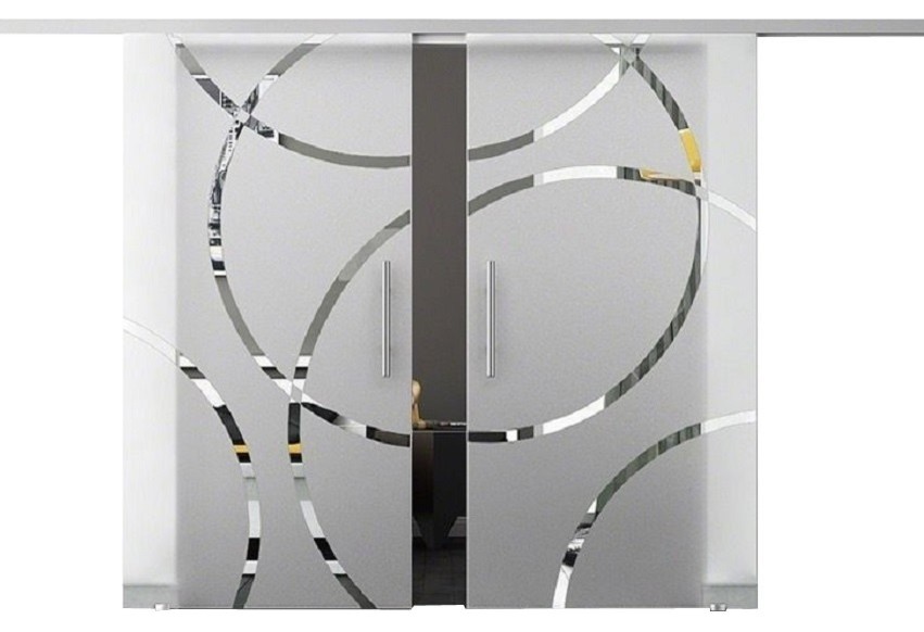 2 Leaf Modern Double Sliding Glass Barn Doors Contemporary Interior