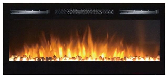 Lexington 35" Pebble Built-in Ventless Recessed Wall Mounted Electric Fireplace