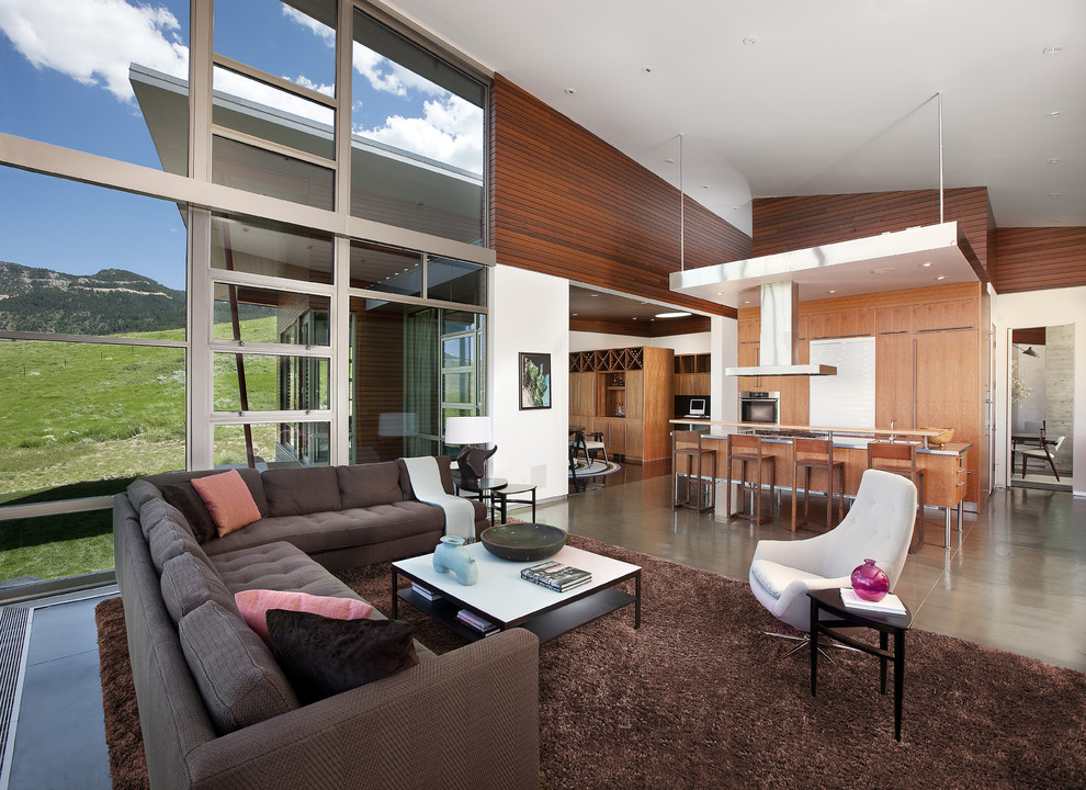 Photo of a modern open concept living room in Other.