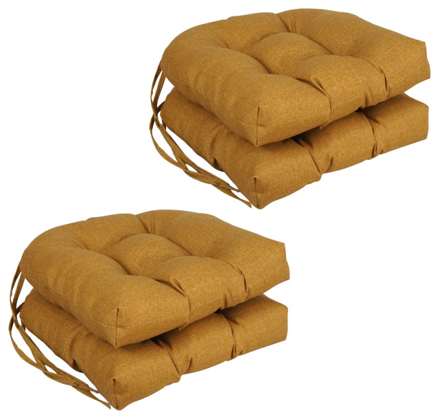 16" Polyester Outdoor UShaped Tufted Chair Cushions, Set of 4, Mchusk
