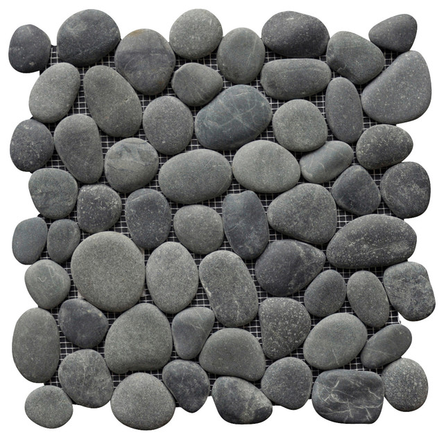 12 X12 Perfect Pebble Tile Beach Style Mosaic By Island 12 X12 Perfect Pebble Tile Medan Charcoal