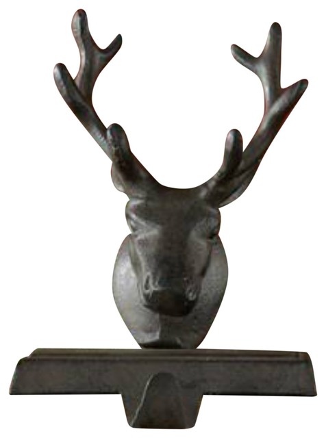 Reindeer Deer With Antlers Rustic Christmas Stocking Hanger Mantle