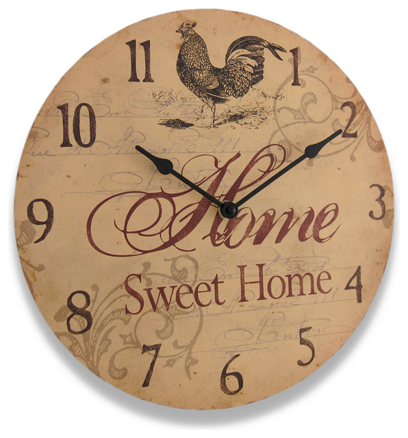 Wood 'Home Sweet Home' Wall Clock
