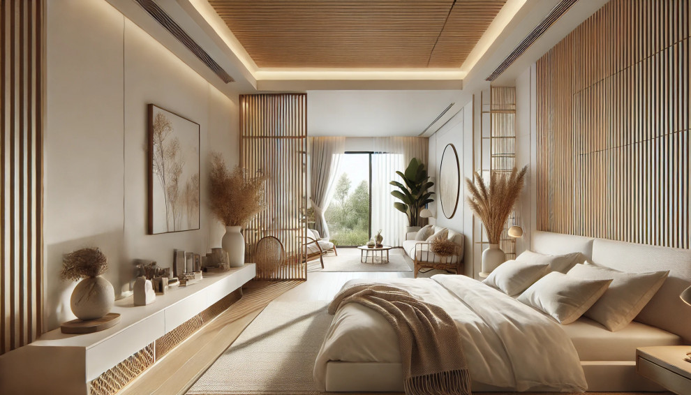 Agencement d'une chambre au ton doux