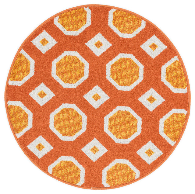 Loloi Rugs Terrace Collection Orange and Ivory, 3'x3' Round