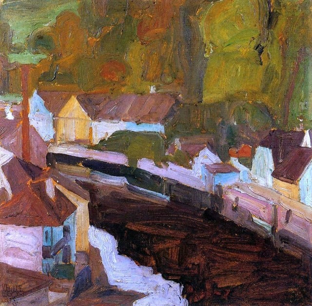 Egon Schiele Village by the River II - 20" x 20" Premium Canvas Print