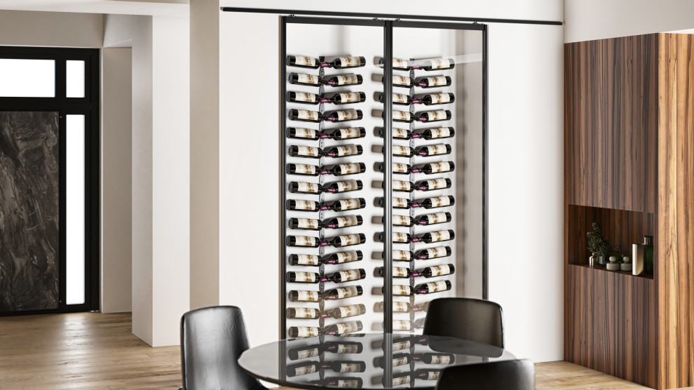 Inspiration for a contemporary wine cellar in Denver with display racks.