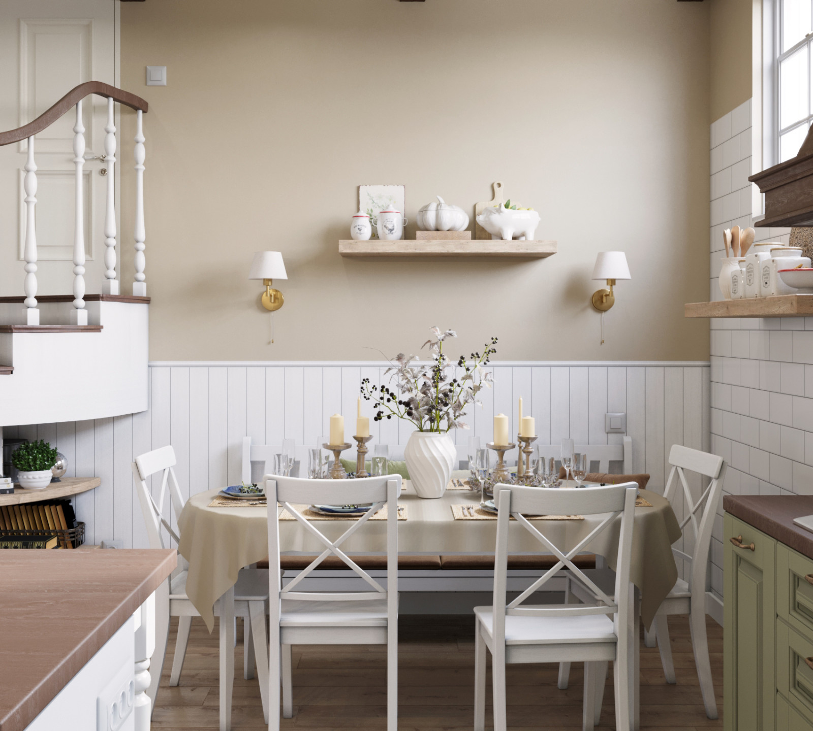 Дизайн-проект загородного дома 77,25 кв.м. в г. Симферополь в стиле кантри