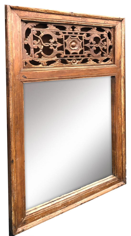 Hand Carved Teak Mirror Traditional Wall Mirrors by Idlewild