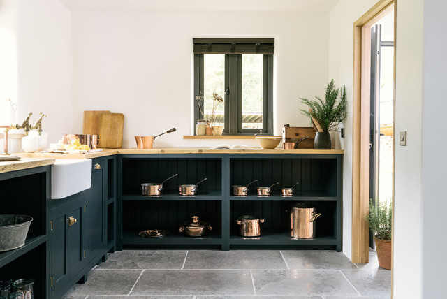 The Leicestershire Kitchen in the Forest || Worn Grey Limestone rustic-kitchen