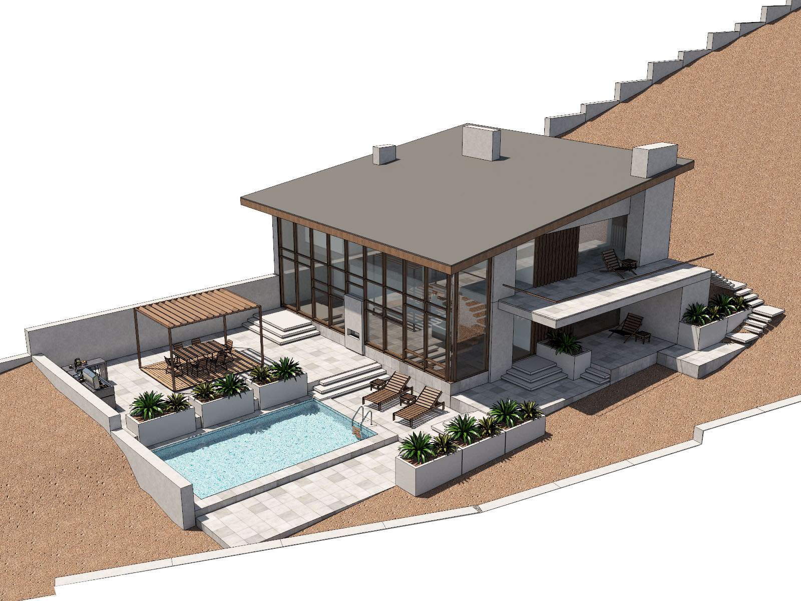 Дом у моря на склоне