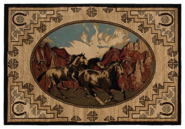 Western Area Rug Horse, Horse Rugs For The Home