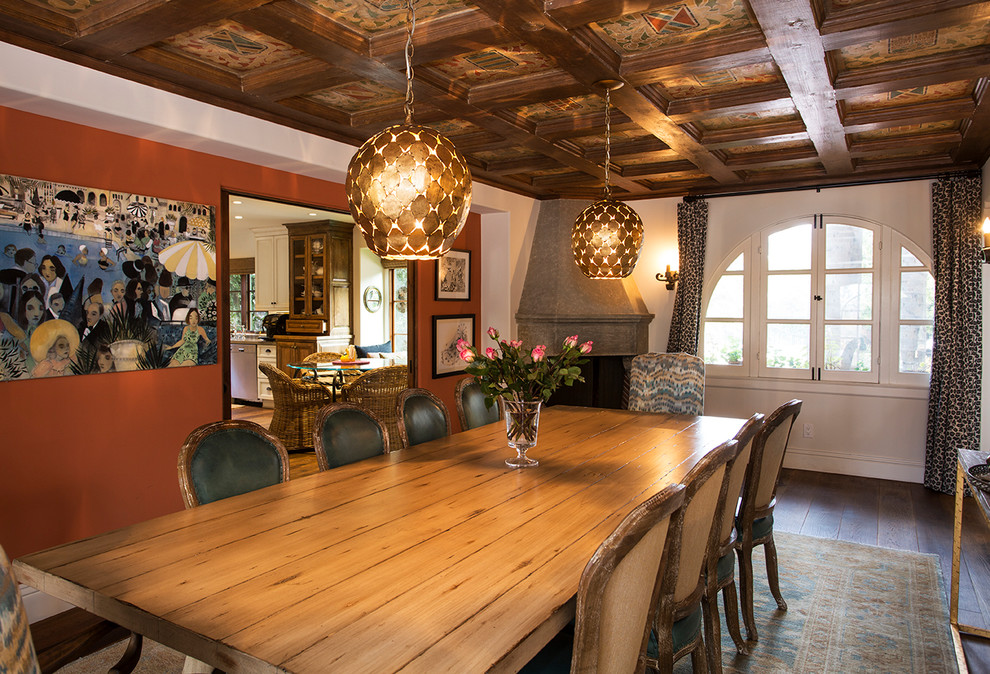 Example of a tuscan dining room design in Los Angeles
