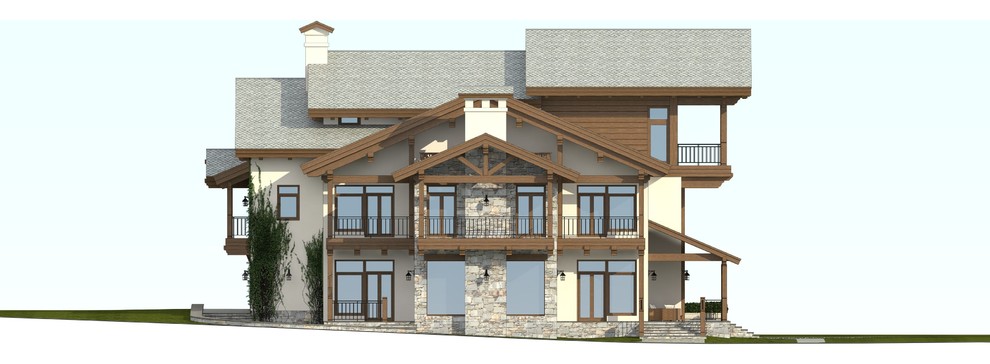 Частное шале с витражом в мансарде