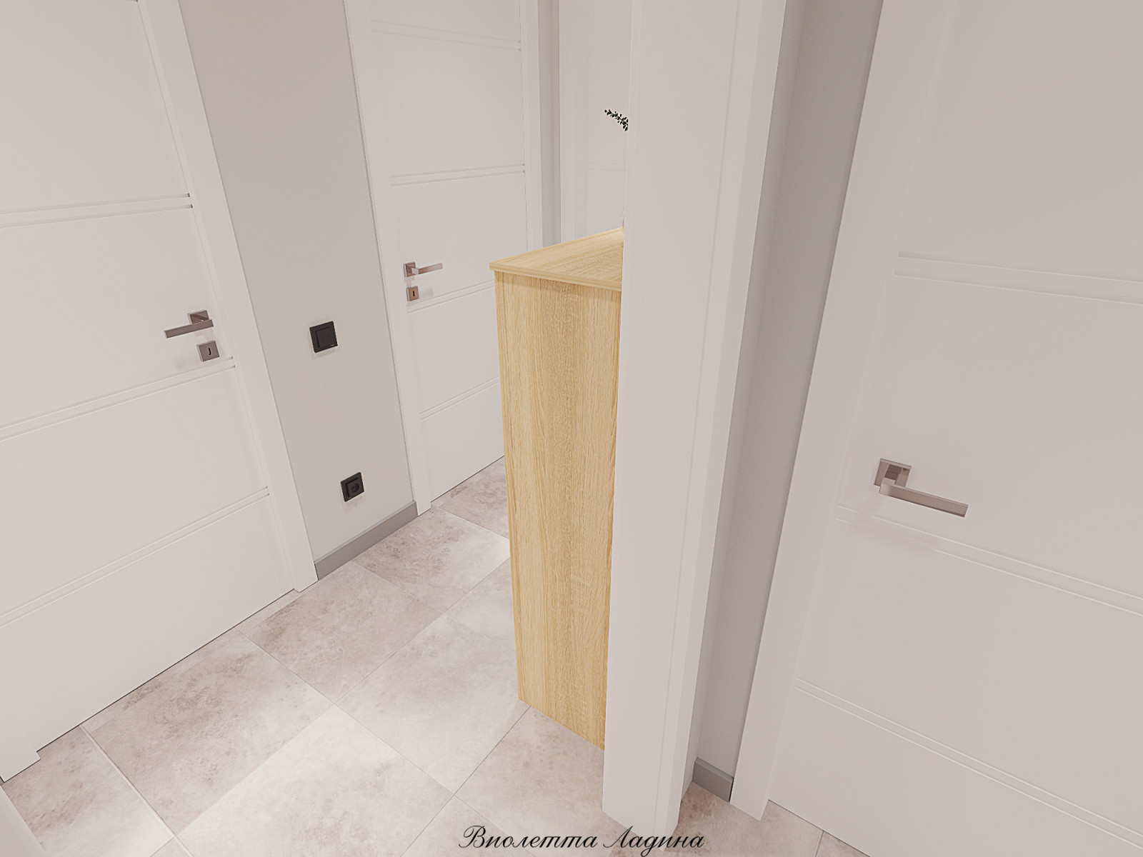 Трешка в панельном доме в современном стиле с голубым акцентом.