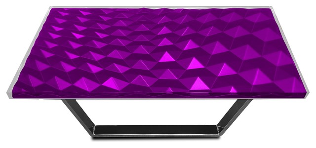 Modern Triangles Coffee Table, Epoxy Resin & Wood, Purple
