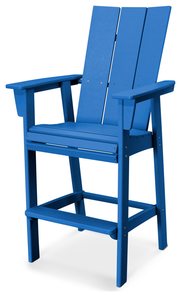 POLYWOOD Modern Adirondack Bar Chair, Pacific Blue