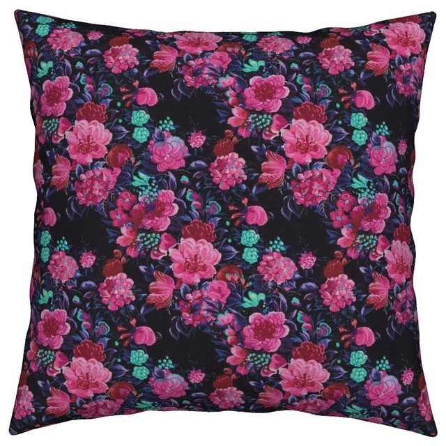 Floral Flowers Magenta Fuchsia Bold Pink Throw Pillow